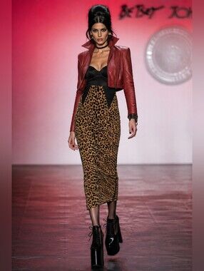 RARE Y2K Betsey Johnson Leopard Corset Maxi Skirt M